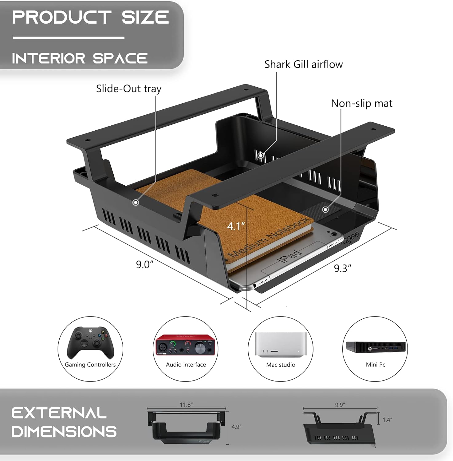 YaGee Under Desk Shelf