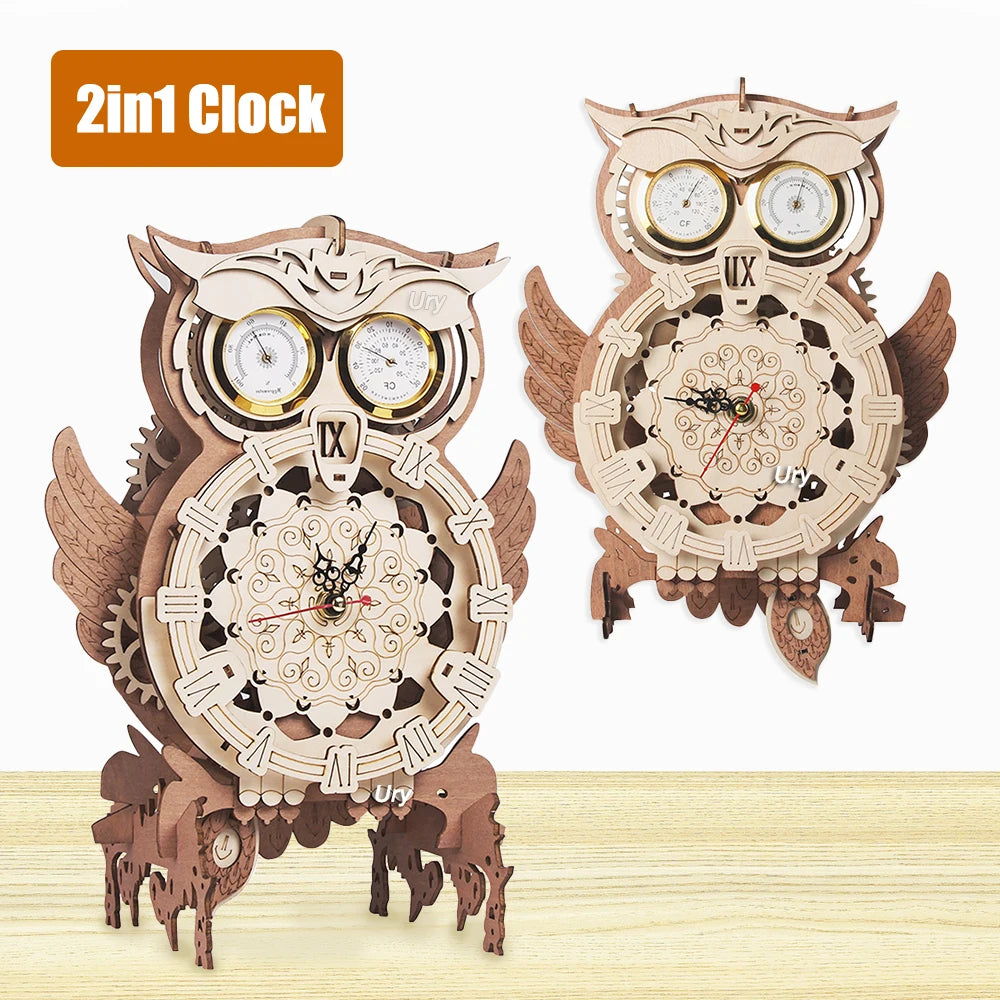 Wooden Owl Clock DIY Assembly Kit
