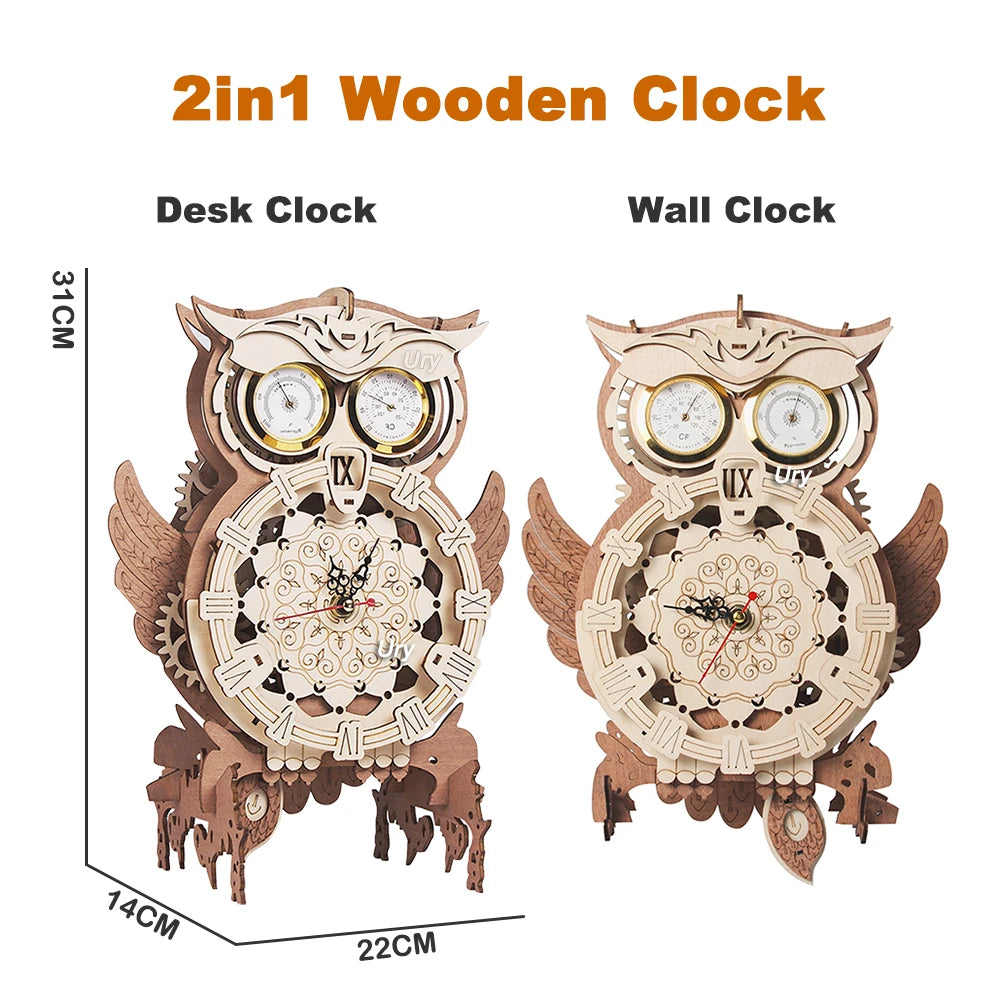 Wooden Owl Clock DIY Assembly Kit