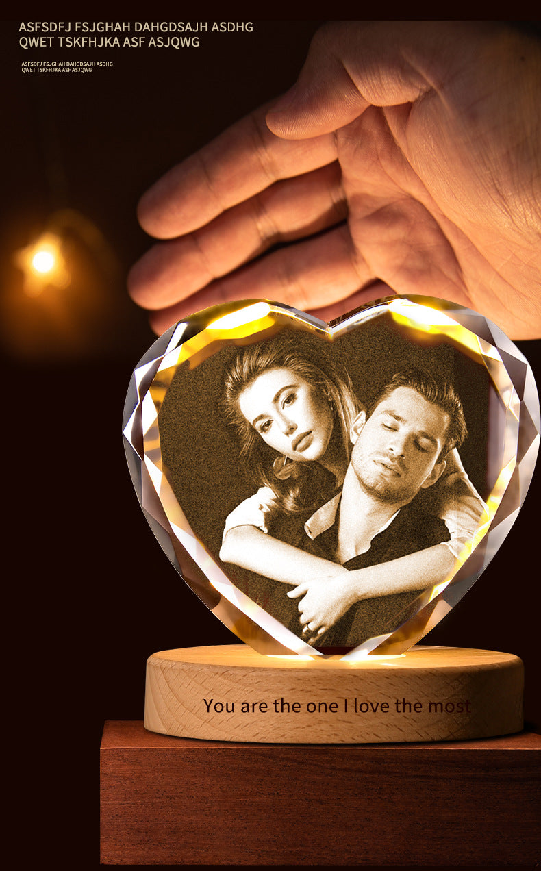 Frozen Your Love in Crystal: Custom 3D LED Photo - Heart