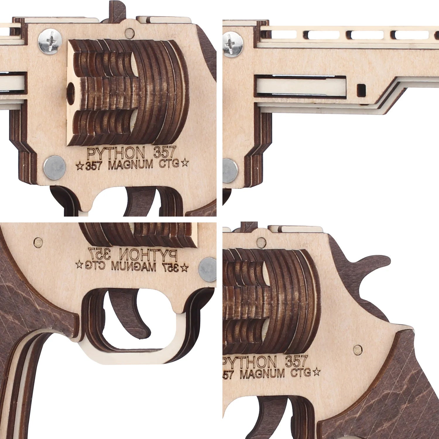 3D Revolver Rubber Band Gun Wooden Puzzle