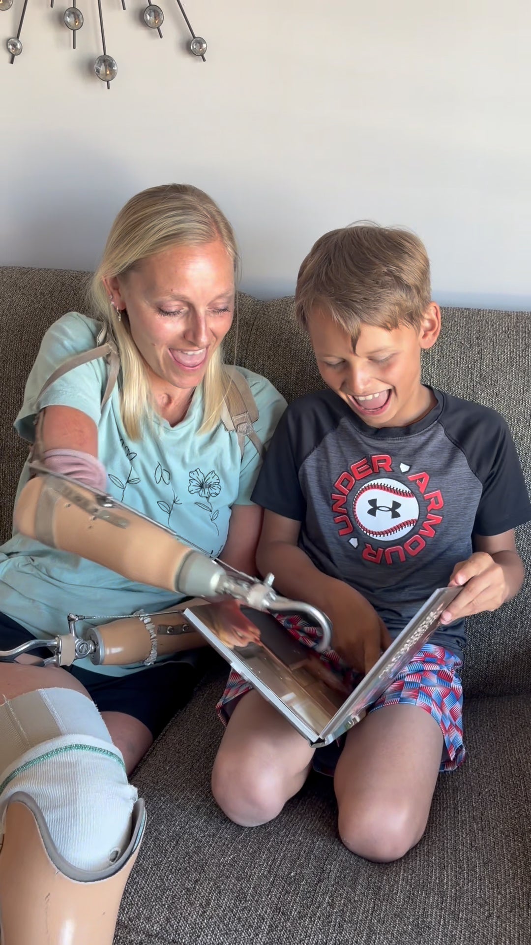 A real family reading a personalized storybook together