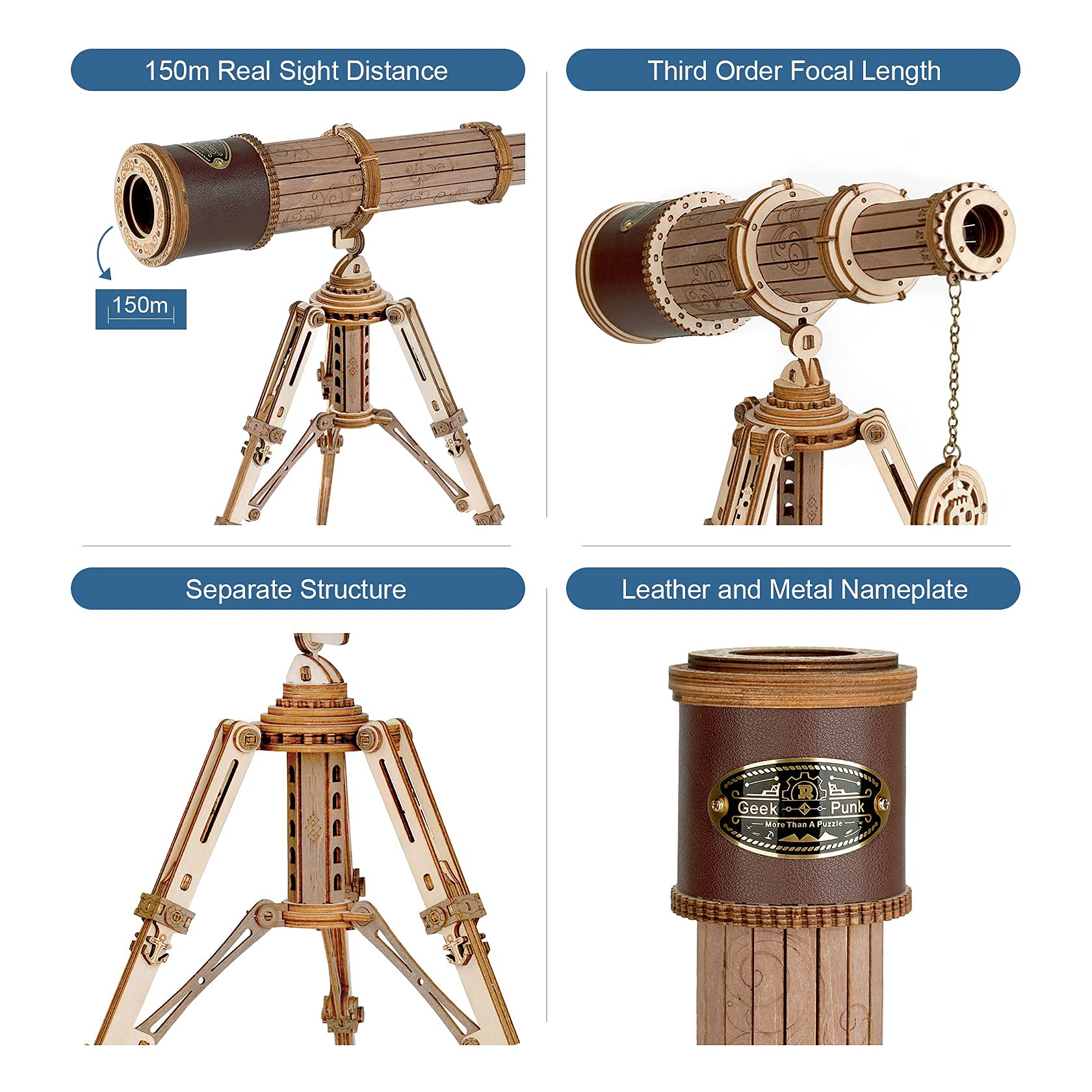 Retro 3D Wooden Telescope Puzzle Kit