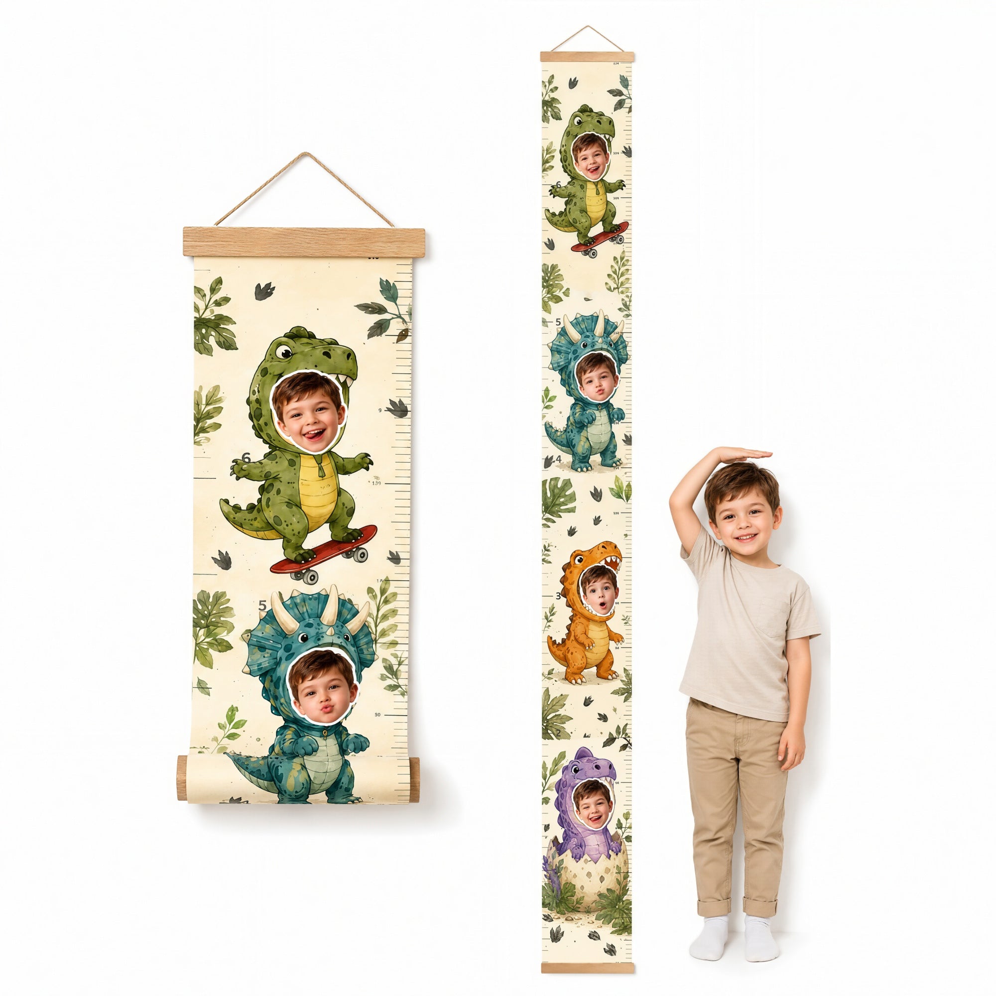 Personalized Height Chart for Kids - Dino
