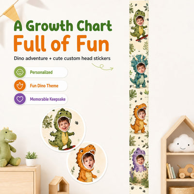 Personalized Height Chart for Kids - Dino