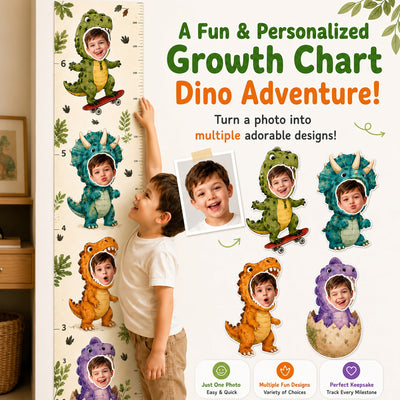 Personalized Height Chart for Kids - Dino