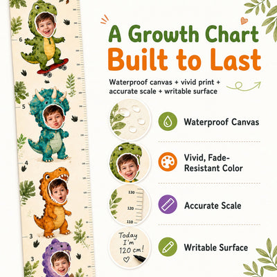 Personalized Height Chart for Kids - Dino