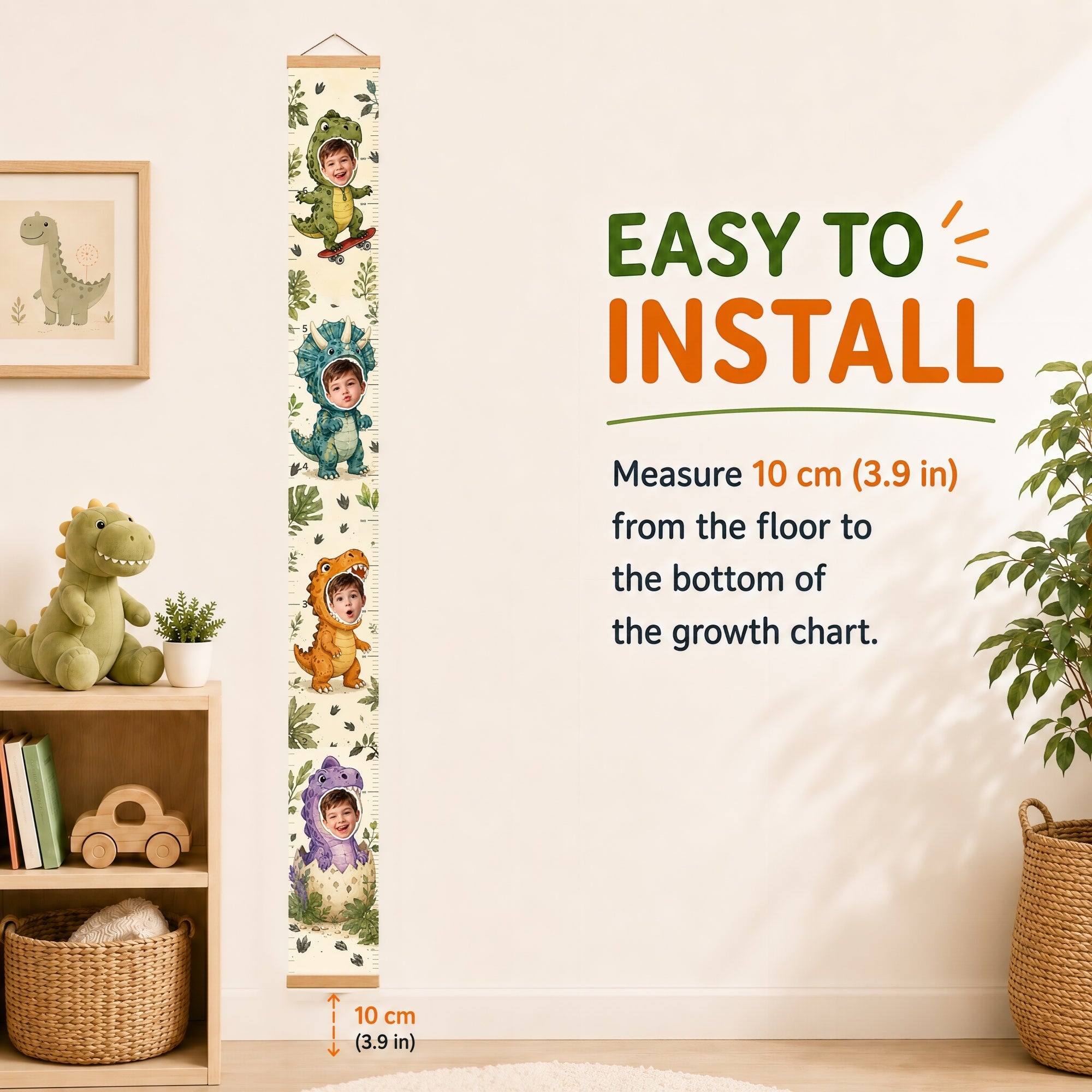 Personalized Height Chart for Kids - Dino