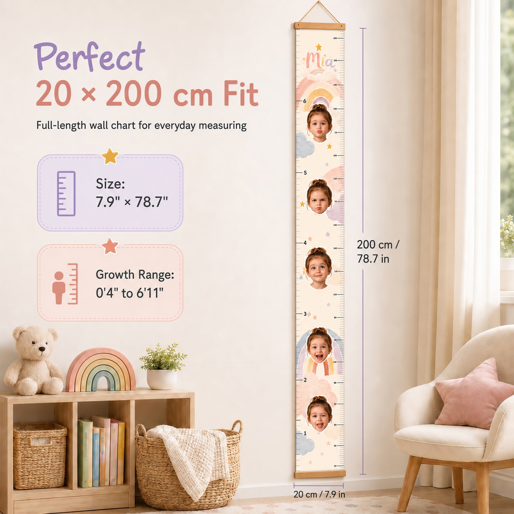 Personalized Height Chart for Kids - Cartoon
