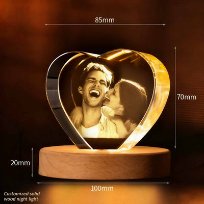 Frozen Your Love in Crystal: Custom 3D LED Photo - Heart