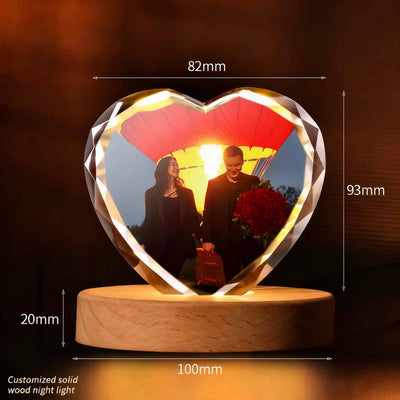 Frozen Your Love in Crystal: Custom 3D LED Photo - Heart