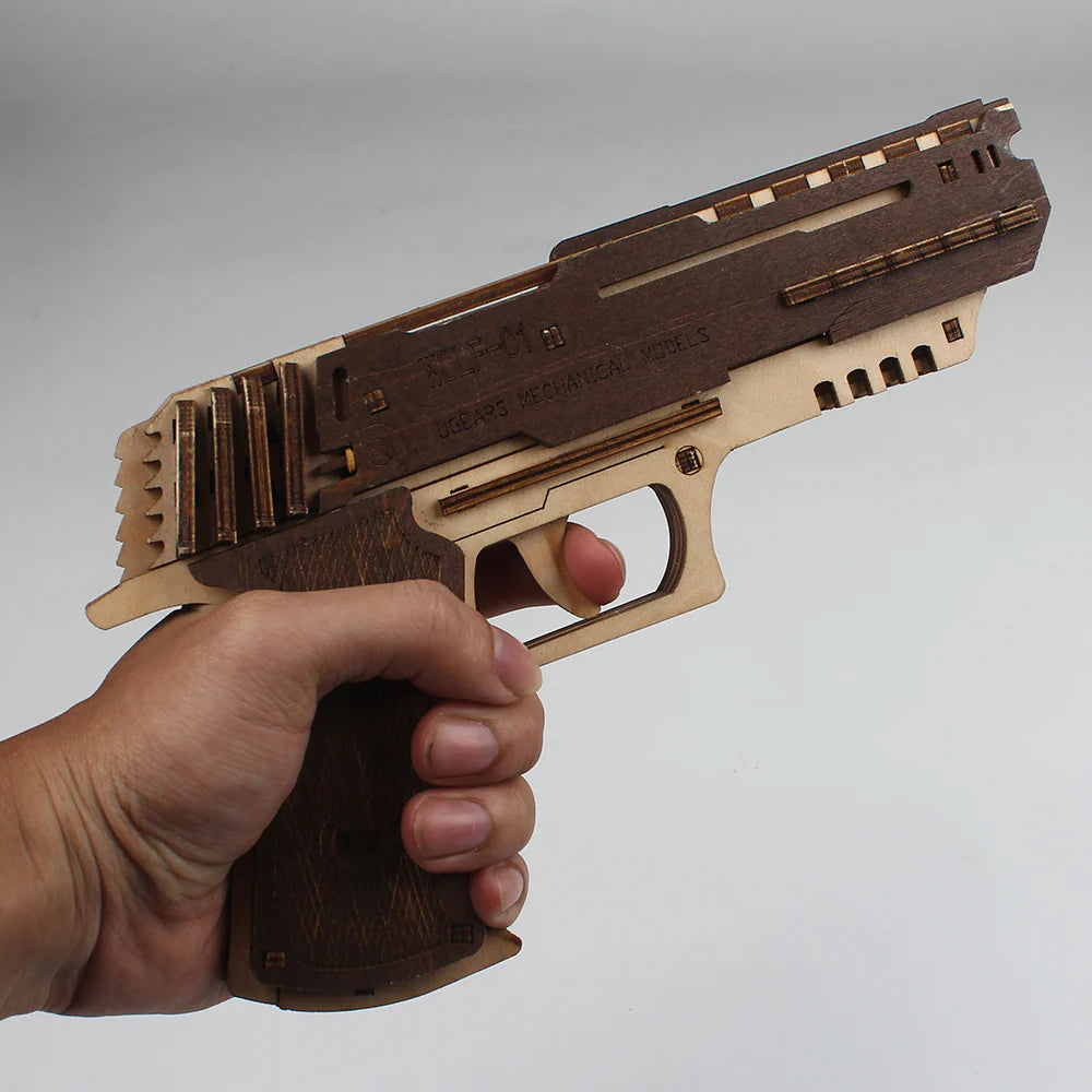 Wood DIY Assembled Glock Rubber Band Gun Model
