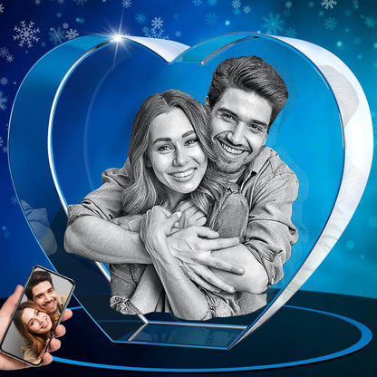 Frozen Your Love in Crystal: Custom 3D LED Photo - Heart