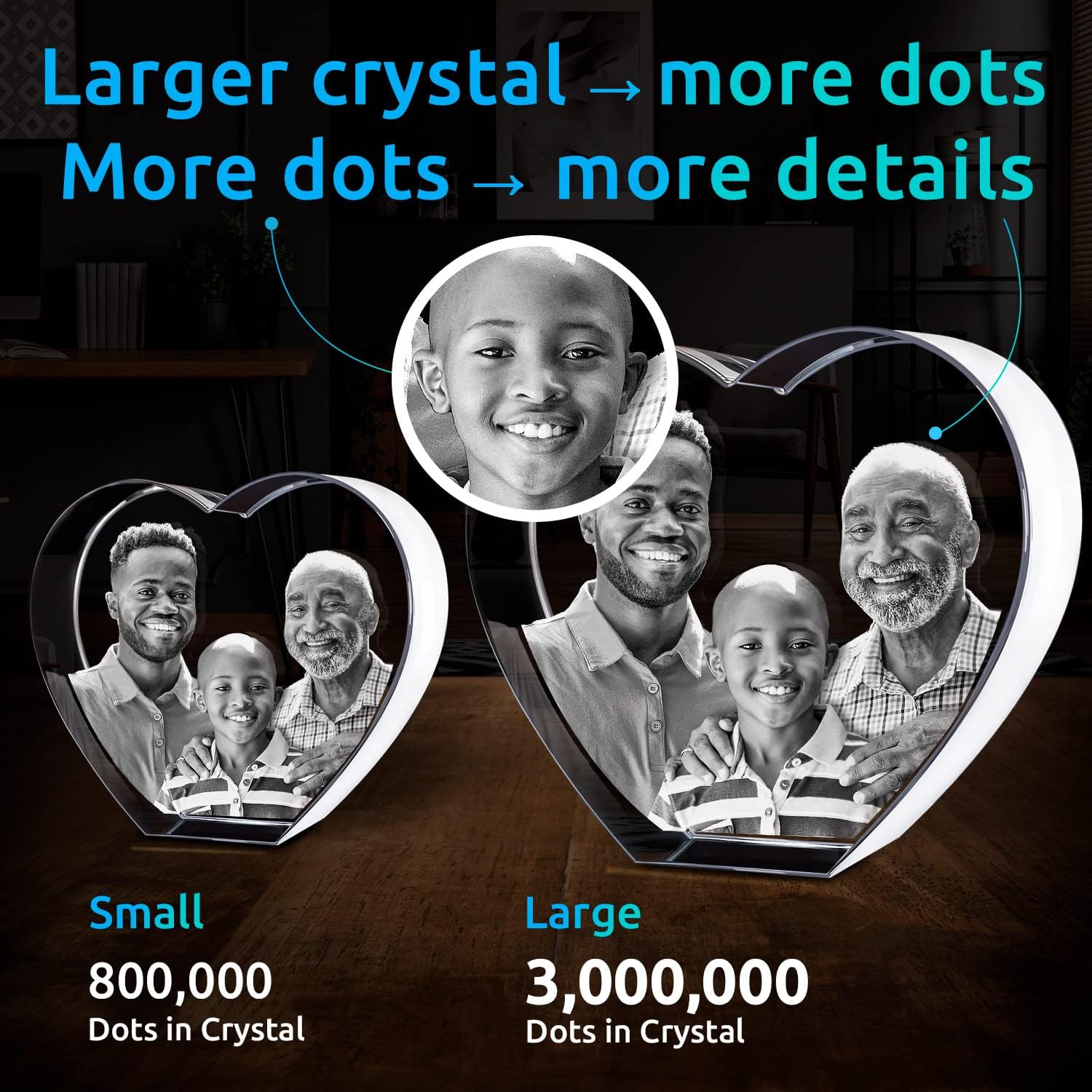 Frozen Your Love in Crystal: Custom 3D LED Photo - Heart